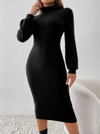 Damen Elegantes Strickkleid mit Rippstruktur R&B