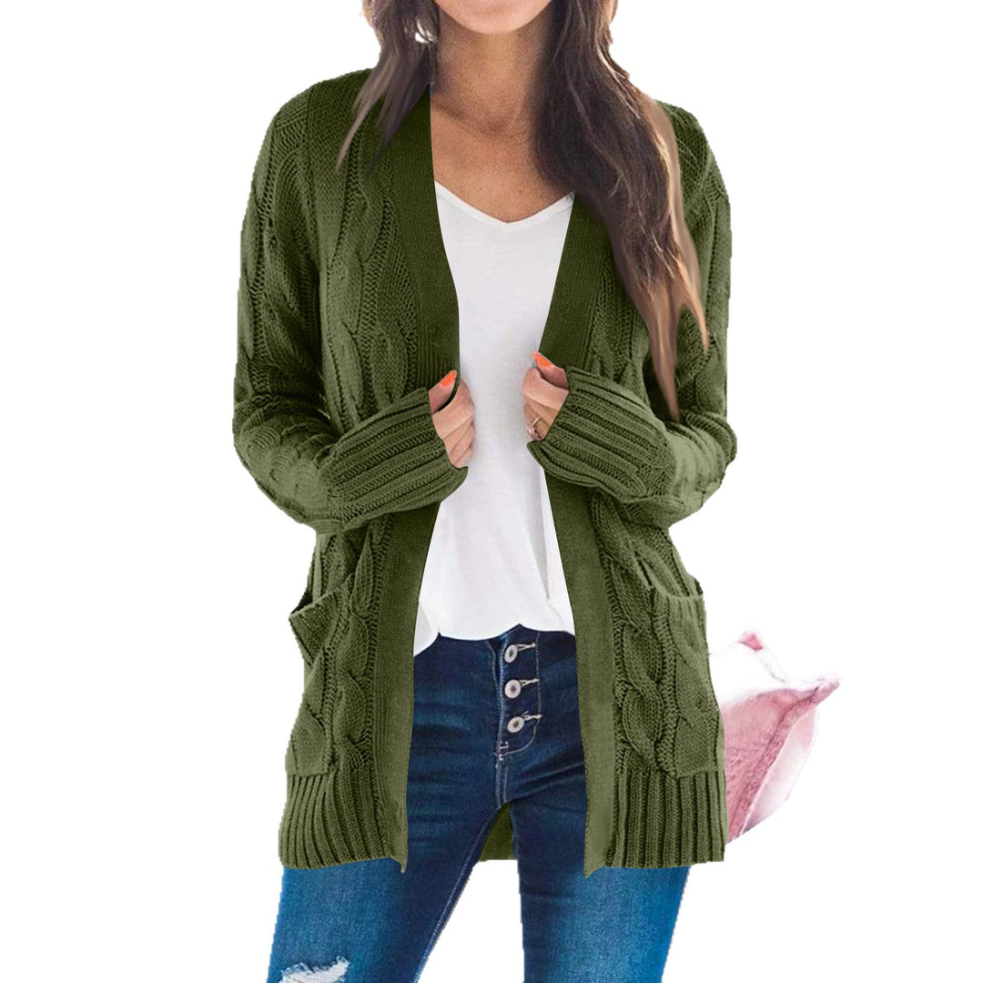 Damen Grobstrickjacke mit modernen Zopfmustern und praktischen Taschen R&B