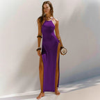 Damen elegantes Maxikleid mit hohen Seitenschlitzen R&B