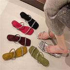 Damen elegante Riemchen-Sandalen mit Glitzerakzenten R&B