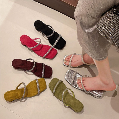Damen elegante Riemchen-Sandalen mit Glitzerakzenten R&B