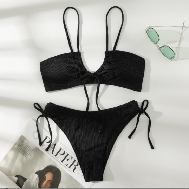 Damen Bikini-Set mit bindbarem Oberteil und hohem Beinausschnitt R&B