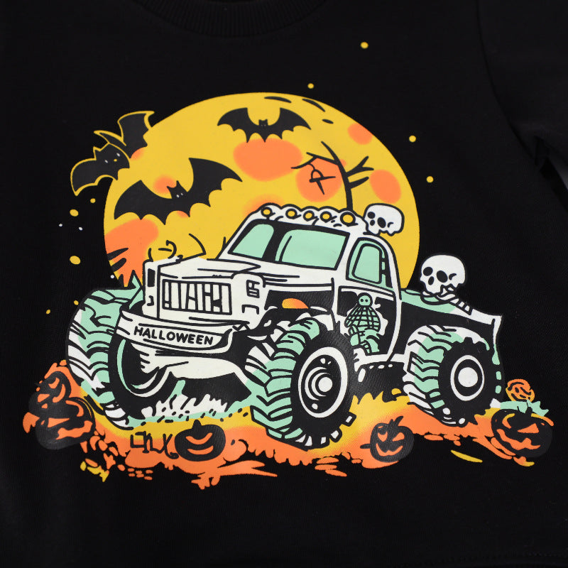 Jungen Sweatshirt mit gruseligem Monster-Truck-Motiv R&B