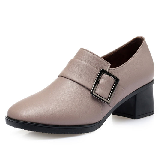 Damen elegante Stiefeletten mit modischem Riemen und hochwertigem Blockabsatz R&B