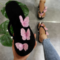 Damen Zehentrenner-Sandalen mit dekorativen Schmetterlingsapplikationen und rutschfester Sohle R&B