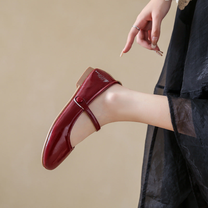 Damen Ballerina-Schuhe mit elegantem Riemen und schimmerndem Obermaterial R&B