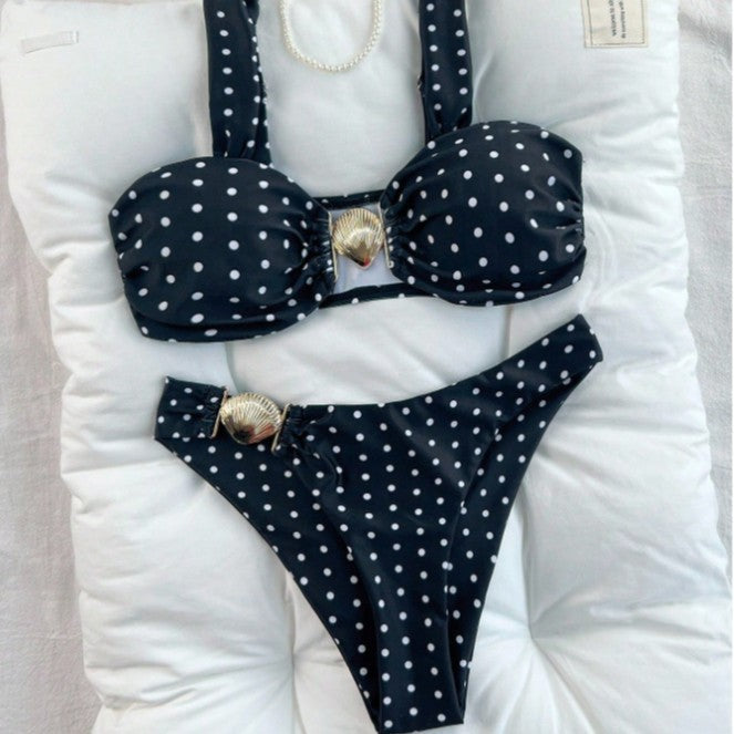 Damen Bandeau-Bikini-Set mit Muschel-Detail R&B