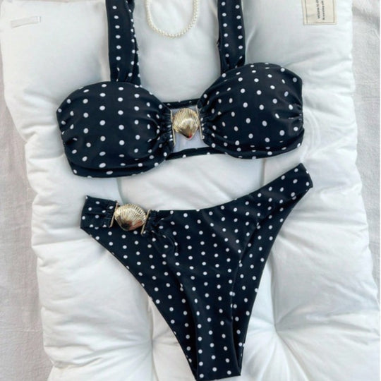 Damen Bandeau-Bikini-Set mit Muschel-Detail R&B