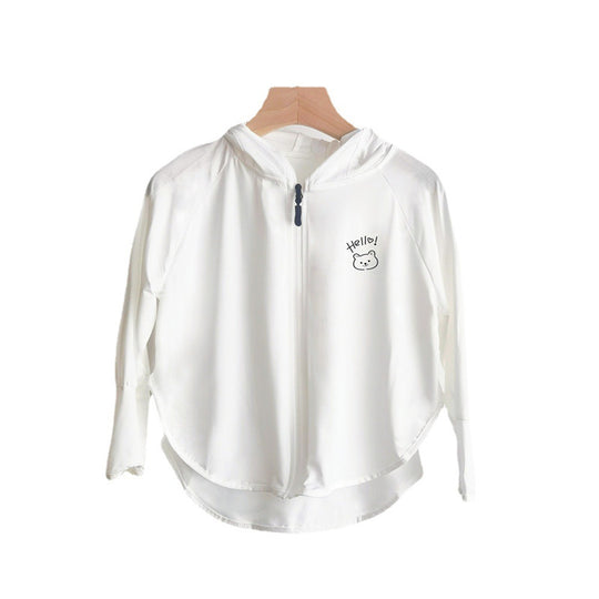 Damen leichte Sportjacke mit Kapuze und dezentem Motiv R&B
