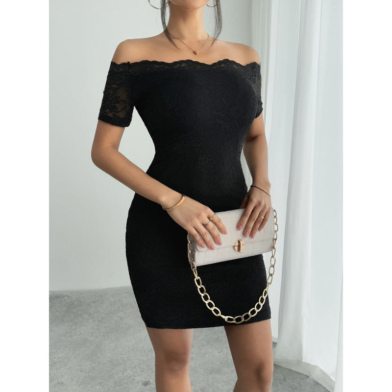 Damen Off-Shoulder Spitzenkleid R&B