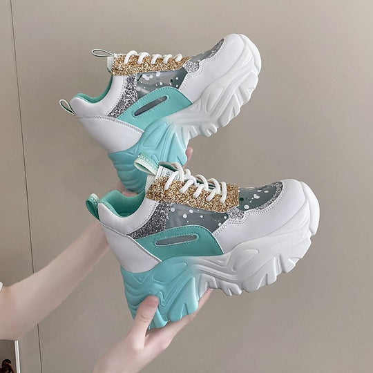 Damen Sneaker mit trendigem Glitter-Design und bequemer dämpfender Sohle R&B