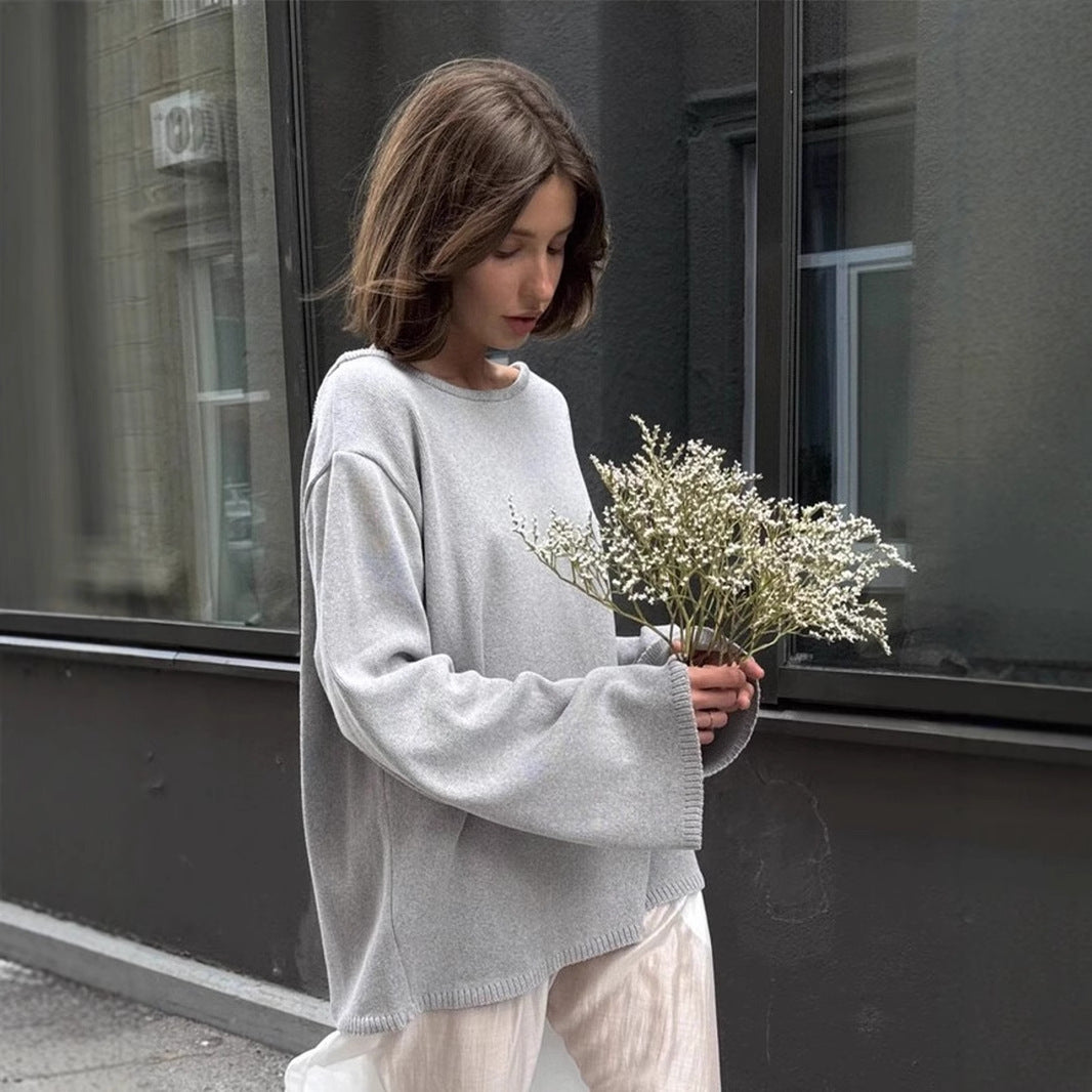 Damen Lässiger Strickpullover mit weitem Schnitt R&B