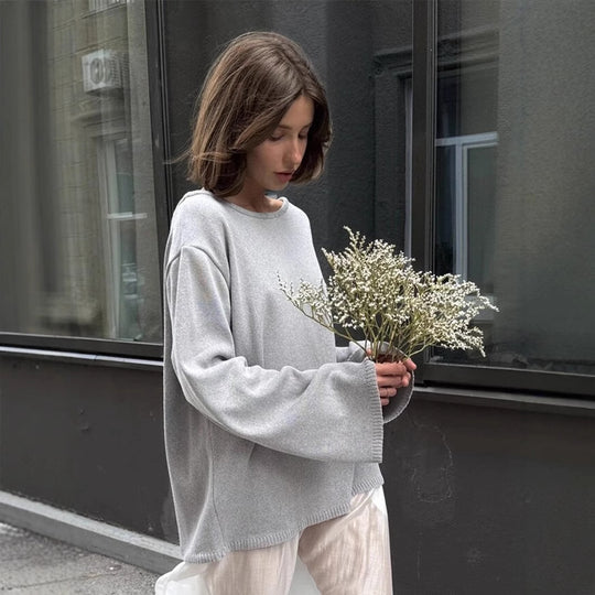 Damen Lässiger Strickpullover mit weitem Schnitt R&B