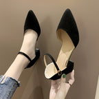 Damen edle Slingback-Pumps mit spitzem Zehenbereich und feinem Riemchen R&B