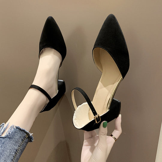 Damen edle Slingback-Pumps mit spitzem Zehenbereich und feinem Riemchen R&B