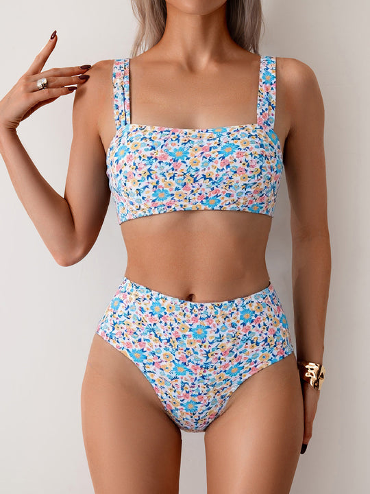 Damen Hochtailliertes Badeset mit floralem Muster R&B