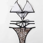 Damen Triangel-Bikini mit aufregendem Animal-Print und raffinierter Schnürung R&B