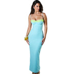 Damen Maxikleid mit Spitzenbesatz und zarten Spaghettiträgern R&B