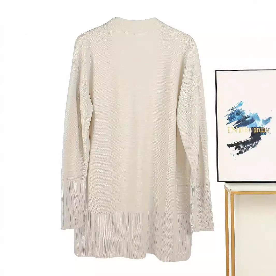 Damen lässiger Strickcardigan mit offenen Vorderteilen und praktischen Taschen