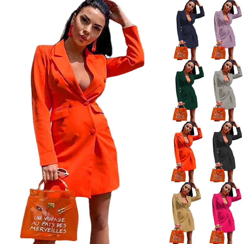 Damen Maßgeschneiderte Doppelreiher Blazer Kleid R&B