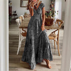 Damen Maxikleid mit Boho-Design und schwingendem Abschluss