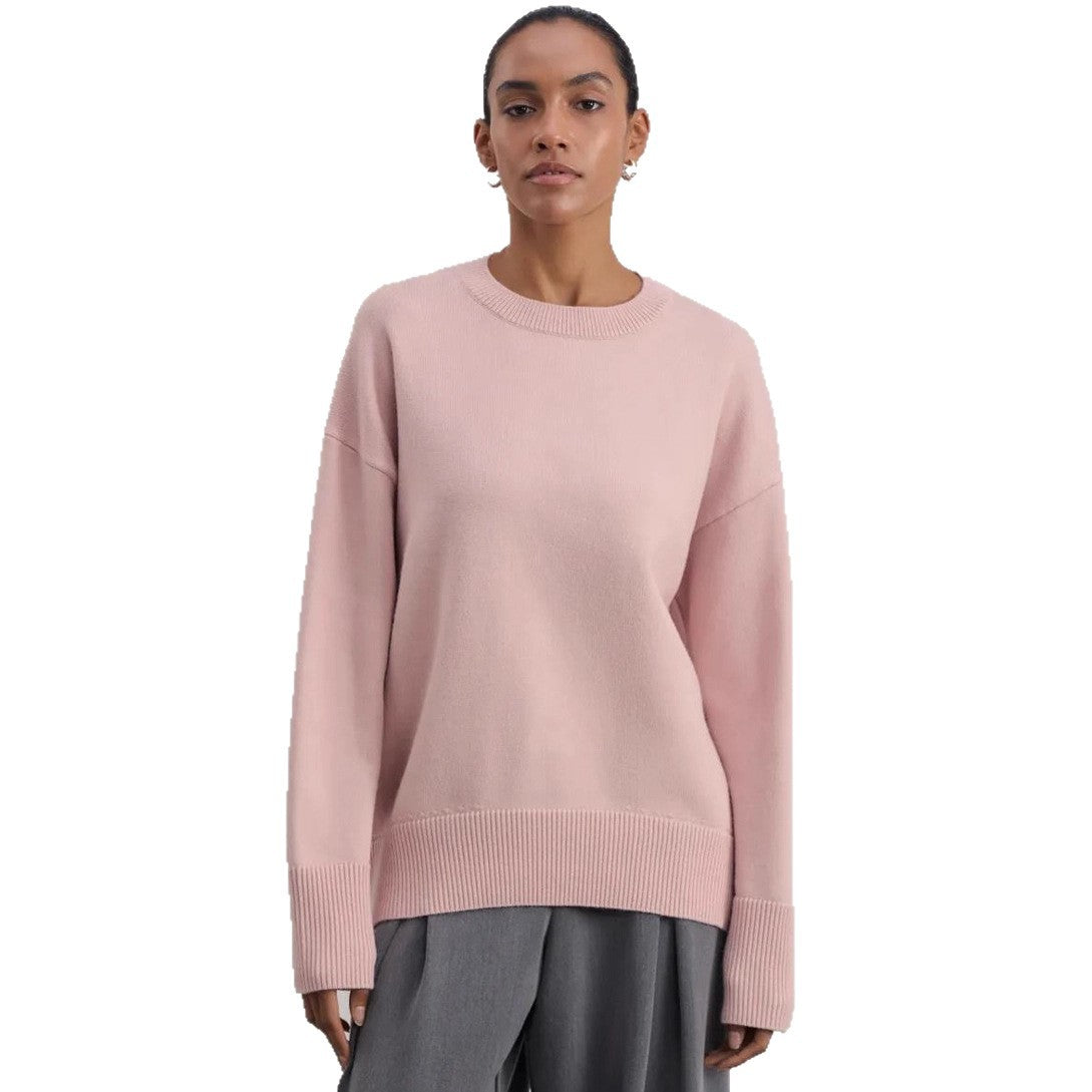 Damen Bequemer und eleganter Strickpullover mit überschnittenen Schultern und Rippenbündchen R&B