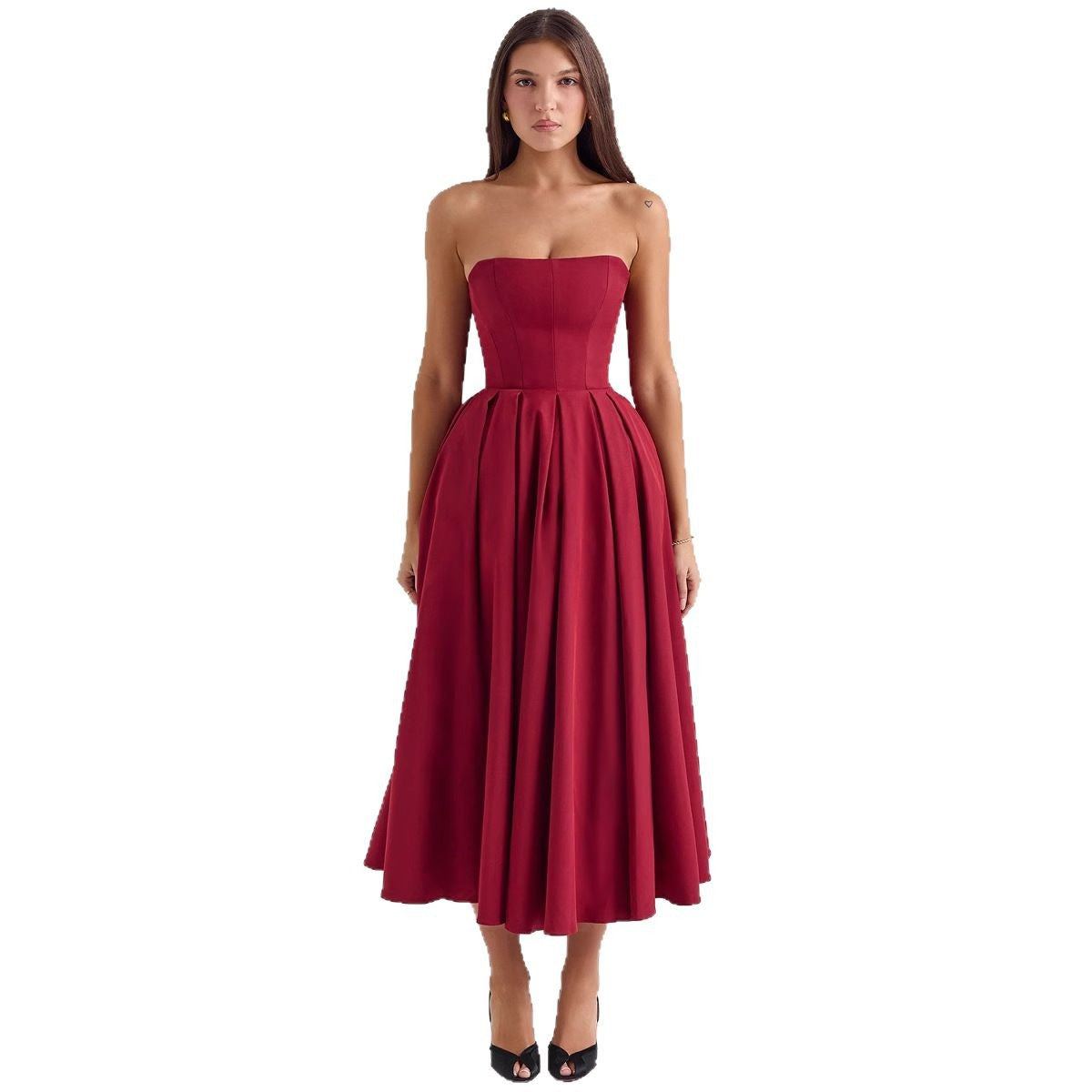 Damen Hochgeschlossenes Abendkleid mit ausgestelltem Rock R&B