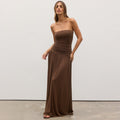 Damen Sommerliches Maxikleid mit schulterfreiem Design und eleganter Raffung R&B