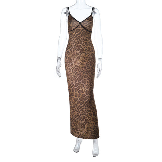 Damen Elegantes Maxikleid mit animalischem Muster R&B