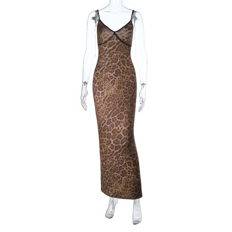 Damen Elegantes Maxikleid mit animalischem Muster R&B