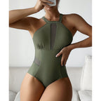 Damen Moderner Sport-Badeanzug mit transparenten Einsätzen R&B