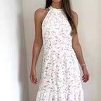 Damen Midikleid mit floralen Spitzenapplikationen und weichem Rock R&B