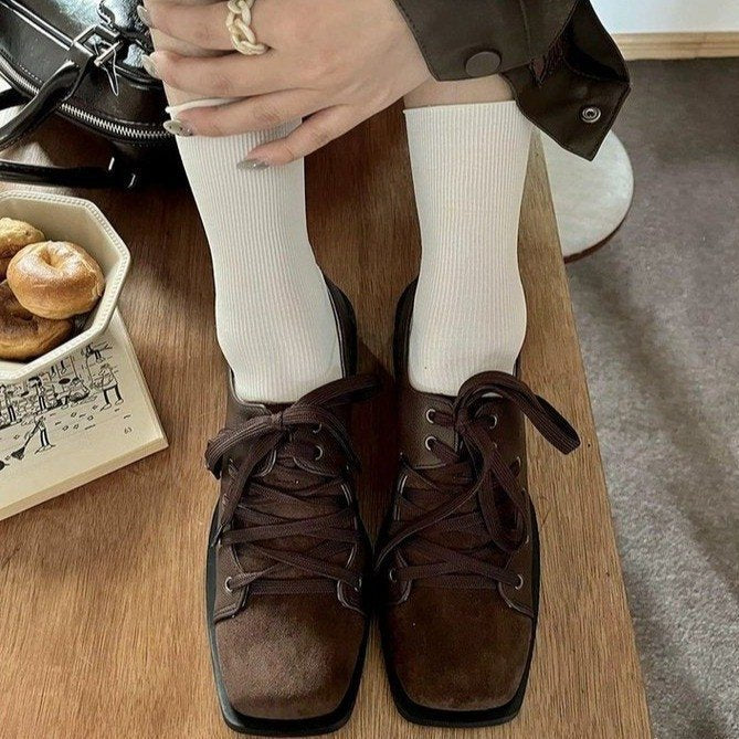 Damen elegante Schnürschuhe mit leichtem Blockabsatz und hochwertiger Lederverarbeitung R&B