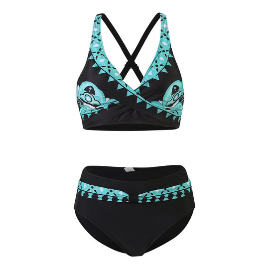 Damen Sportliches Bikini-Set mit trendigem Schnitt und modernem Grafikdesign R&B