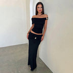 Damen Elegantes Offshoulder Maxikleid mit raffinierten Raffungseffekten R&B