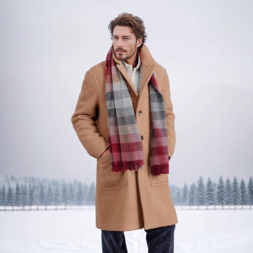 Herren eleganter Wollmantel mit doppelter Knopfreihe und praktischen Eingrifftaschen R&B