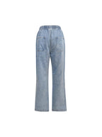 Damen Weite Denim-Hose mit modischen Ripped-Details und elastischem Bund R&B