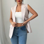 Damen Elegante ärmellose Blazerjacke mit feinen Details R&B