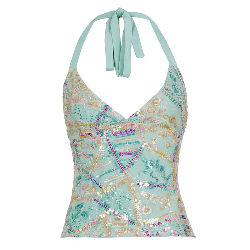 Damen Glamouröses Top mit eleganten Pailletten-Details R&B