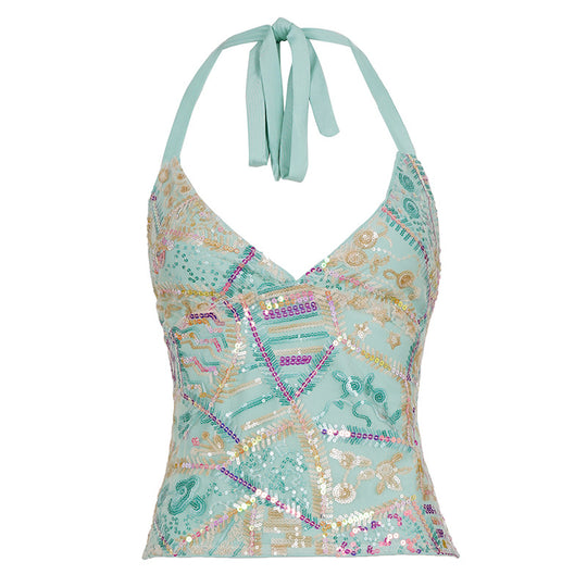 Damen Glamouröses Top mit eleganten Pailletten-Details R&B