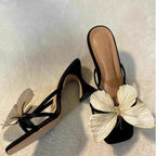 Damen elegante Slingback Sandalen mit künstlerischen Schmetterlingsverzierungen R&B