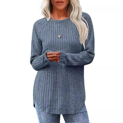 Damen weicher und lässiger Strickpullover mit Rippenmuster R&B