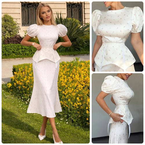 Damen Elegantes Oberteil mit Puffärmeln und verspieltem Taillierungsdetail R&B