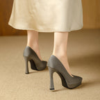 Damen Elegante Plateau-Pumps mit transparenter Absatzgestaltung