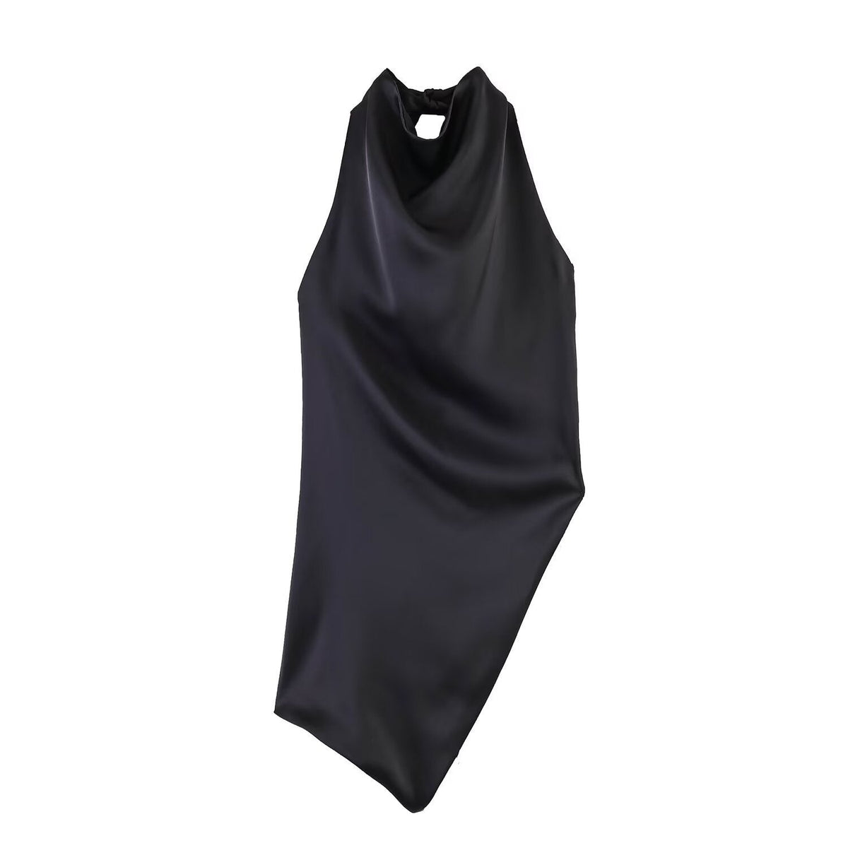 Damen asymmetrisches Satin Kleid R&B