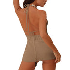 Damen Häkel-Badeanzugkleid mit modischem Cut-Out und verstellbaren Trägern R&B