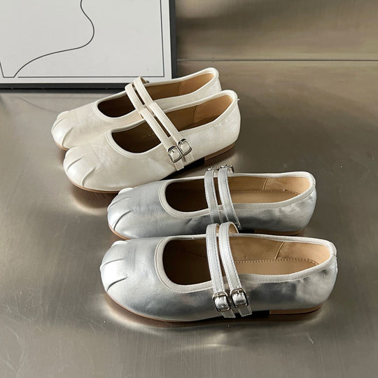 Damen Ballerinas mit elegantem doppeltem Riemen und weicher Innensohle R&B