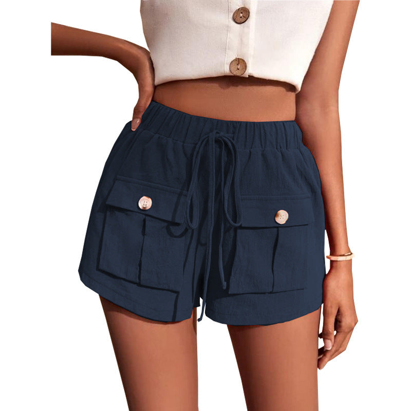 Damen lässige Shorts mit praktischen Taschen und komfortablem Kordelzug R&B