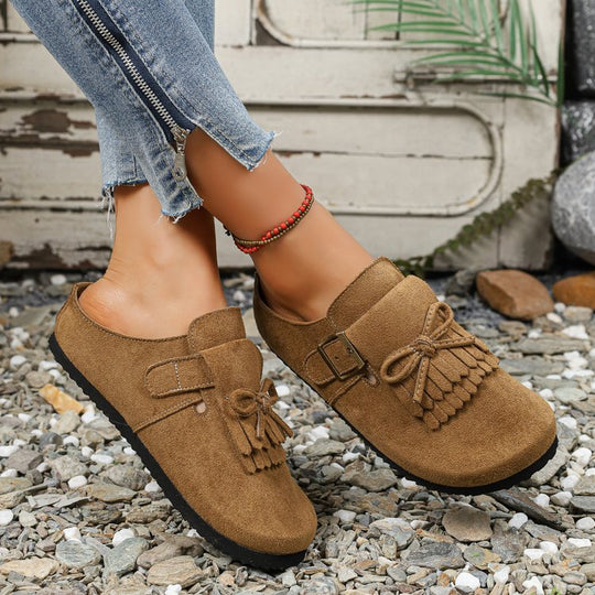 Damen Mokassins mit dekorativem Fransen-Design und verstellbarem Riemen R&B