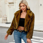 Damen Flauschige Kunstpelzjacke mit elegantem Revers R&B